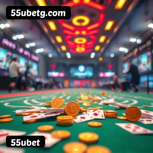Interface do aplicativo 55ubet mostrando jogos disponíveis no iOS e Android